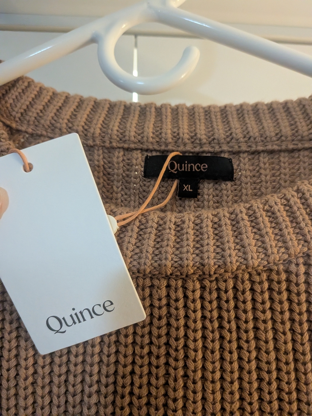 Quince 100% Organic Cotton Fisherman Crew Sweater Size XL Color Caramel - Picture 2 of 6